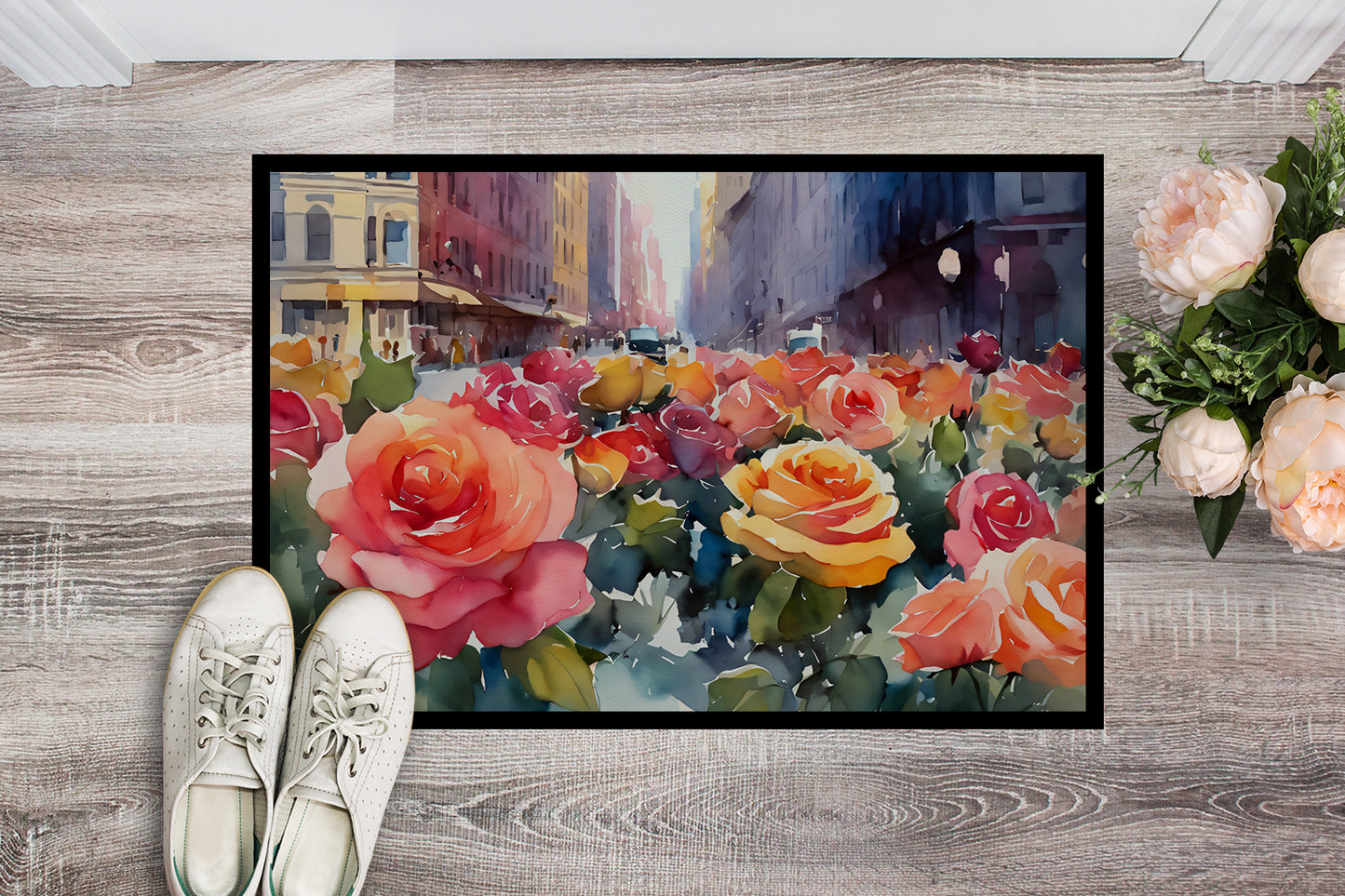 New York Roses in Watercolor Doormat