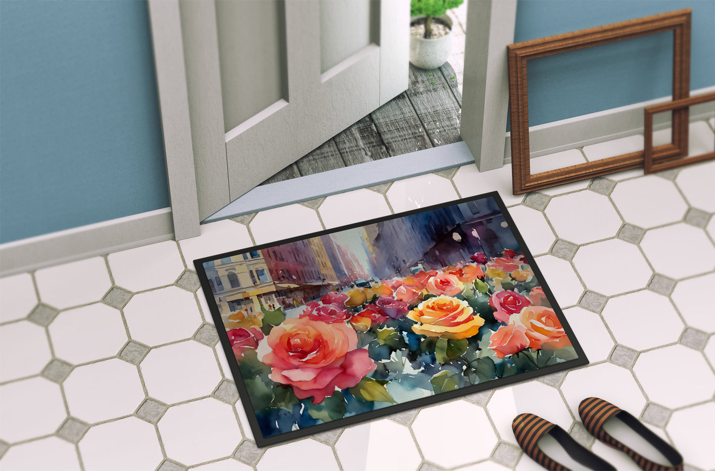 New York Roses in Watercolor Doormat