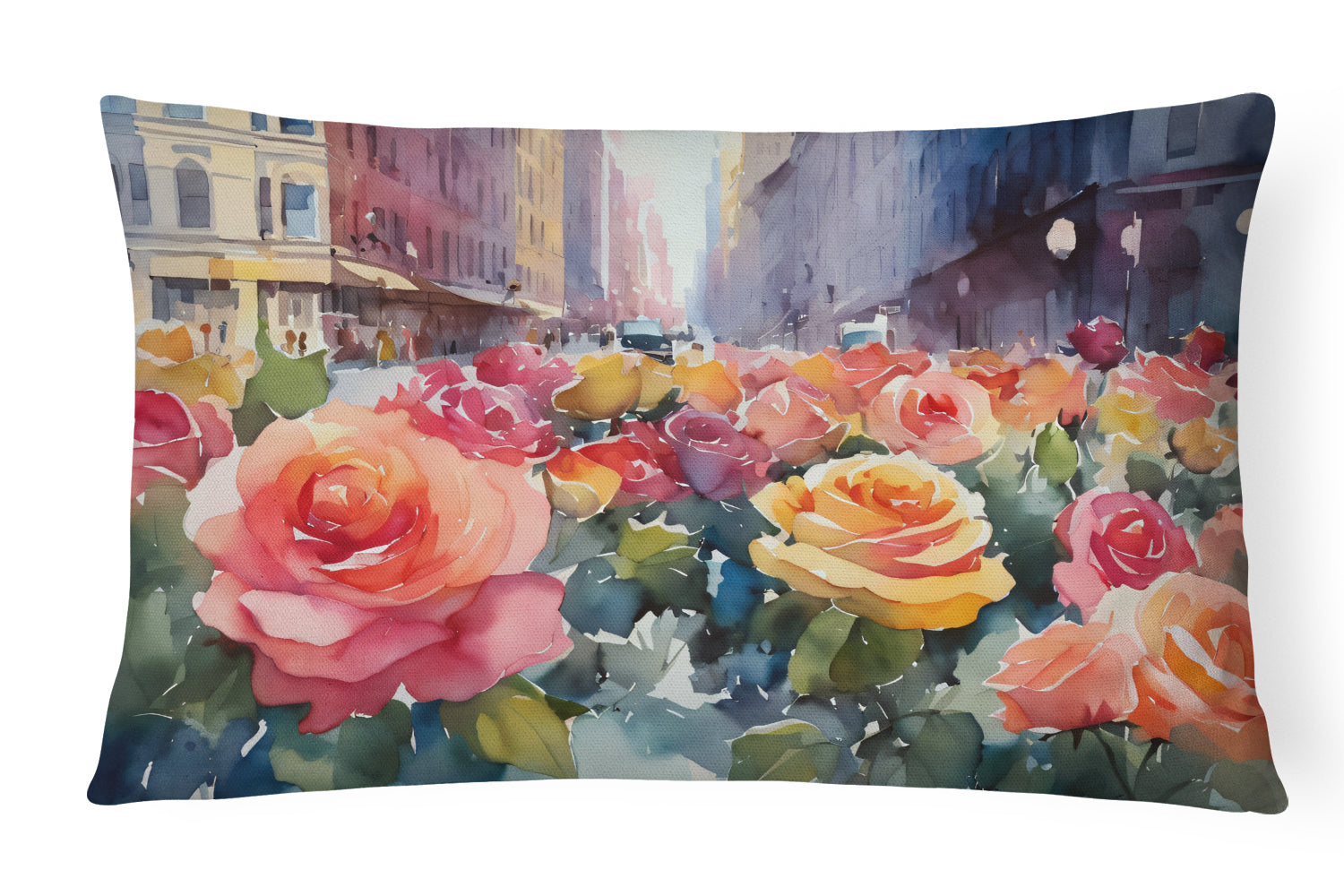 Buy this New York Roses in Watercolor Throw Pillow