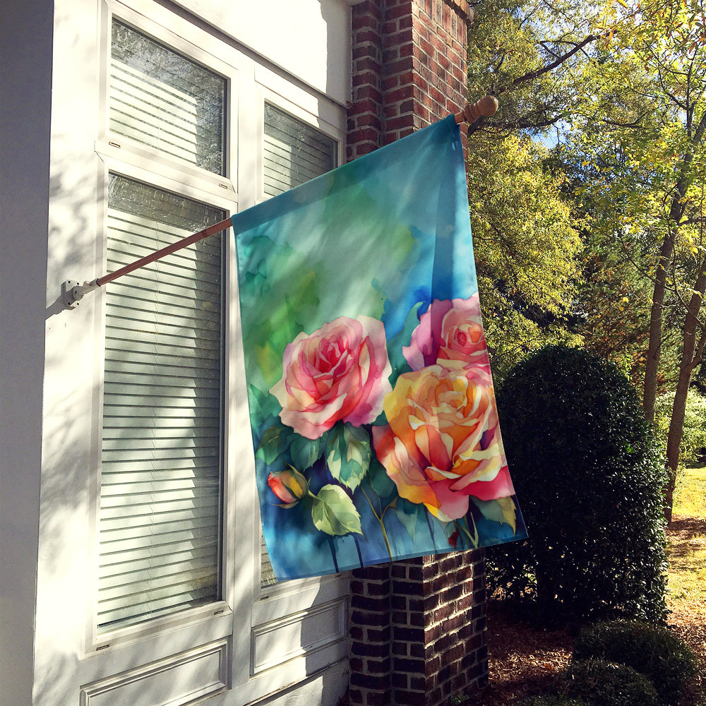 New York Roses in Watercolor House Flag