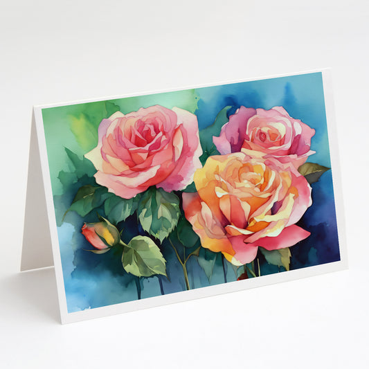 Buy this New York Roses in Watercolor Greeting Cards Pack of 8