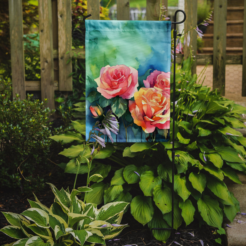 New York Roses in Watercolor Garden Flag