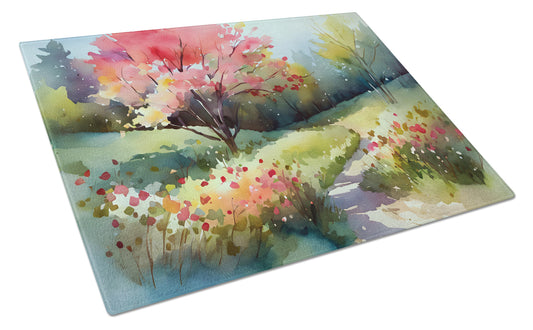 Buy this North Carolina Dogwoods in Watercolor Glass Cutting Board