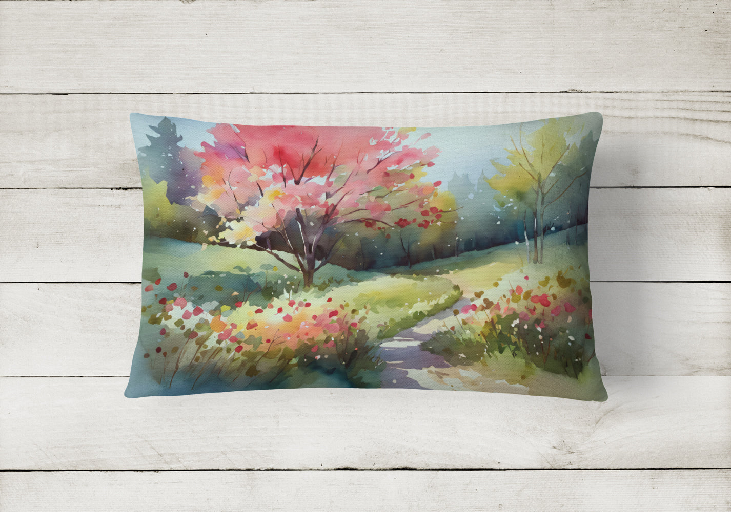 North Carolina Dogwoods in Watercolor Throw Pillow