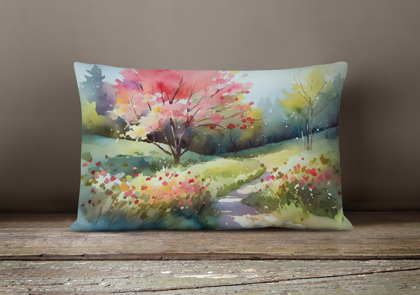 North Carolina Dogwoods in Watercolor Throw Pillow