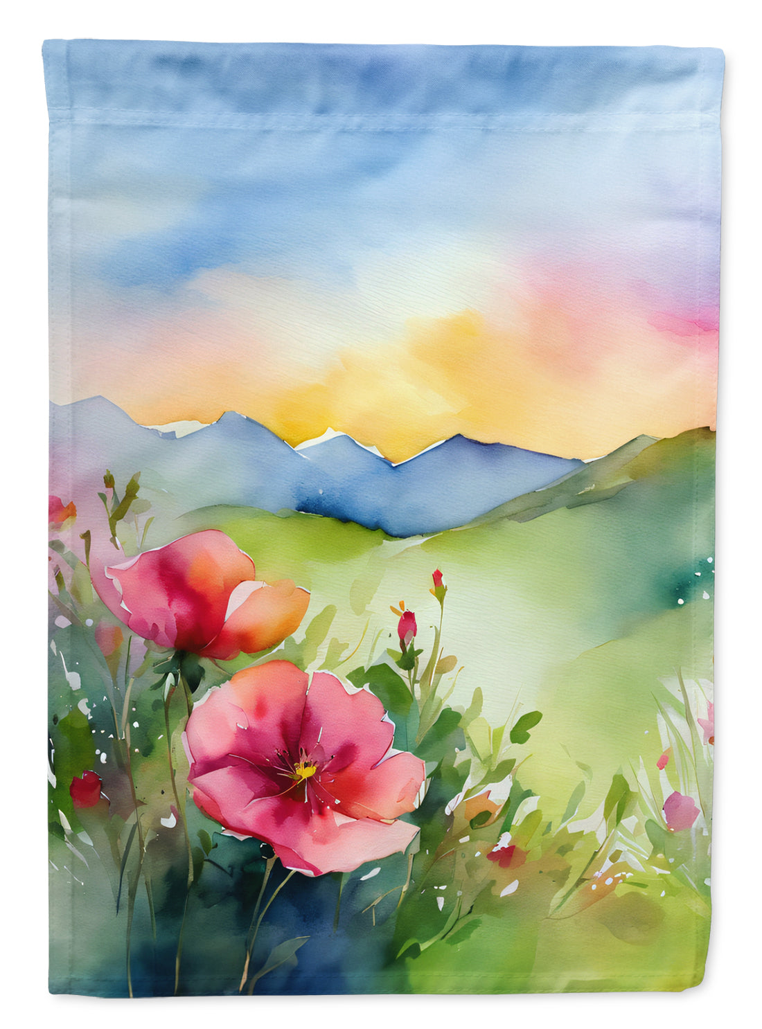 Buy this North Dakota Wild Prairie Roses in Watercolor House Flag