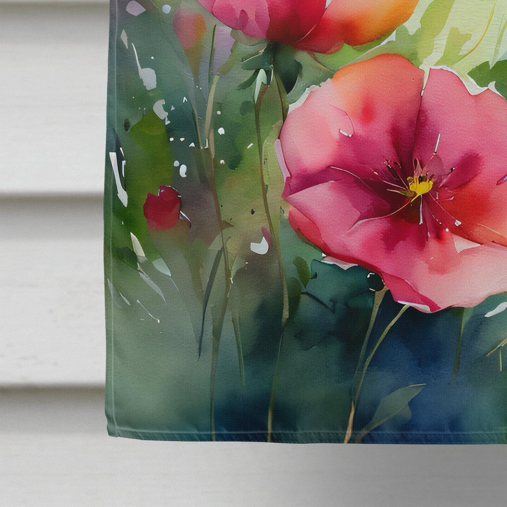 North Dakota Wild Prairie Roses in Watercolor House Flag