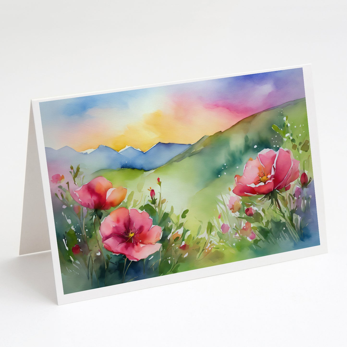 Buy this North Dakota Wild Prairie Roses in Watercolor Greeting Cards Pack of 8