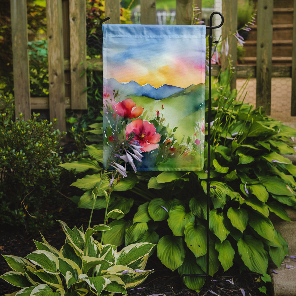 North Dakota Wild Prairie Roses in Watercolor Garden Flag