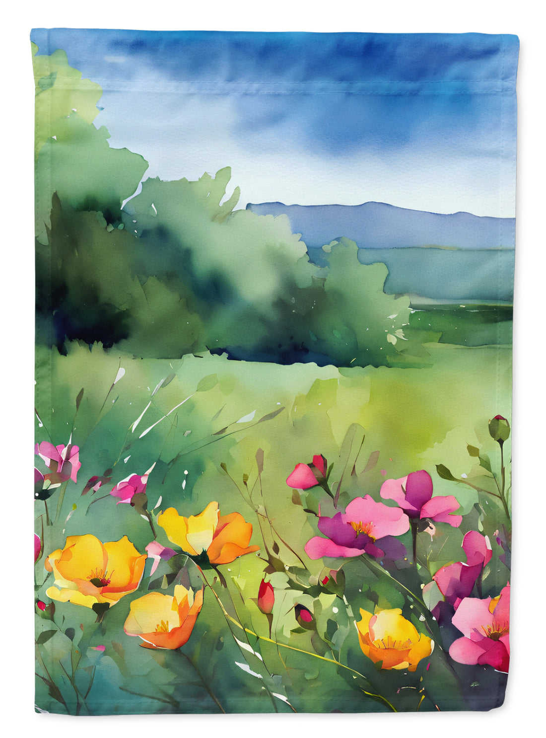 Buy this North Dakota Wild Prairie Roses in Watercolor House Flag