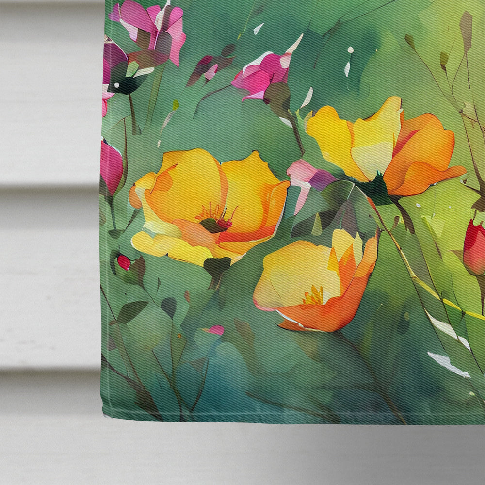 North Dakota Wild Prairie Roses in Watercolor House Flag