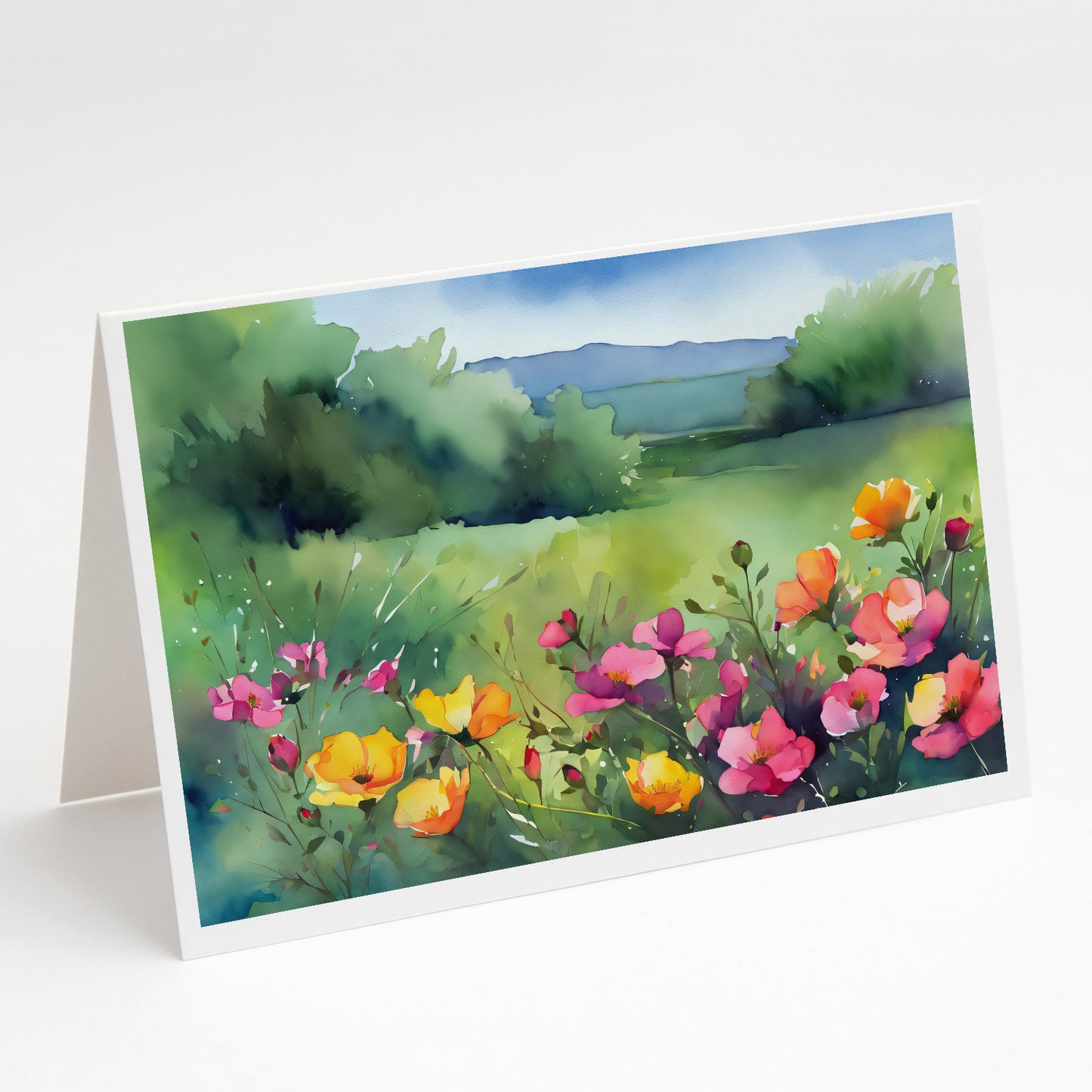 Buy this North Dakota Wild Prairie Roses in Watercolor Greeting Cards Pack of 8