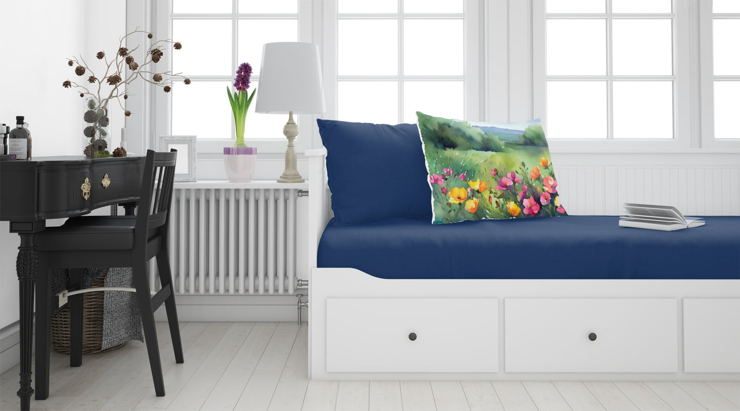 North Dakota Wild Prairie Roses in Watercolor Standard Pillowcase
