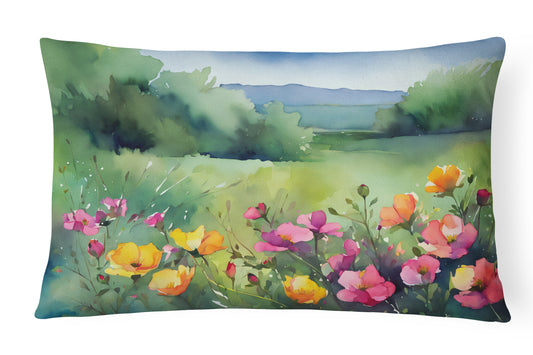 Buy this North Dakota Wild Prairie Roses in Watercolor Throw Pillow