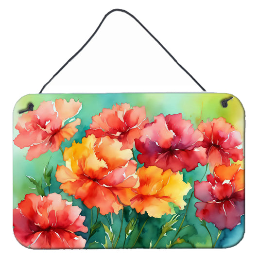 Buy this Ohio Scarlet Carnations in Watercolor Wall or Door Hanging Prints