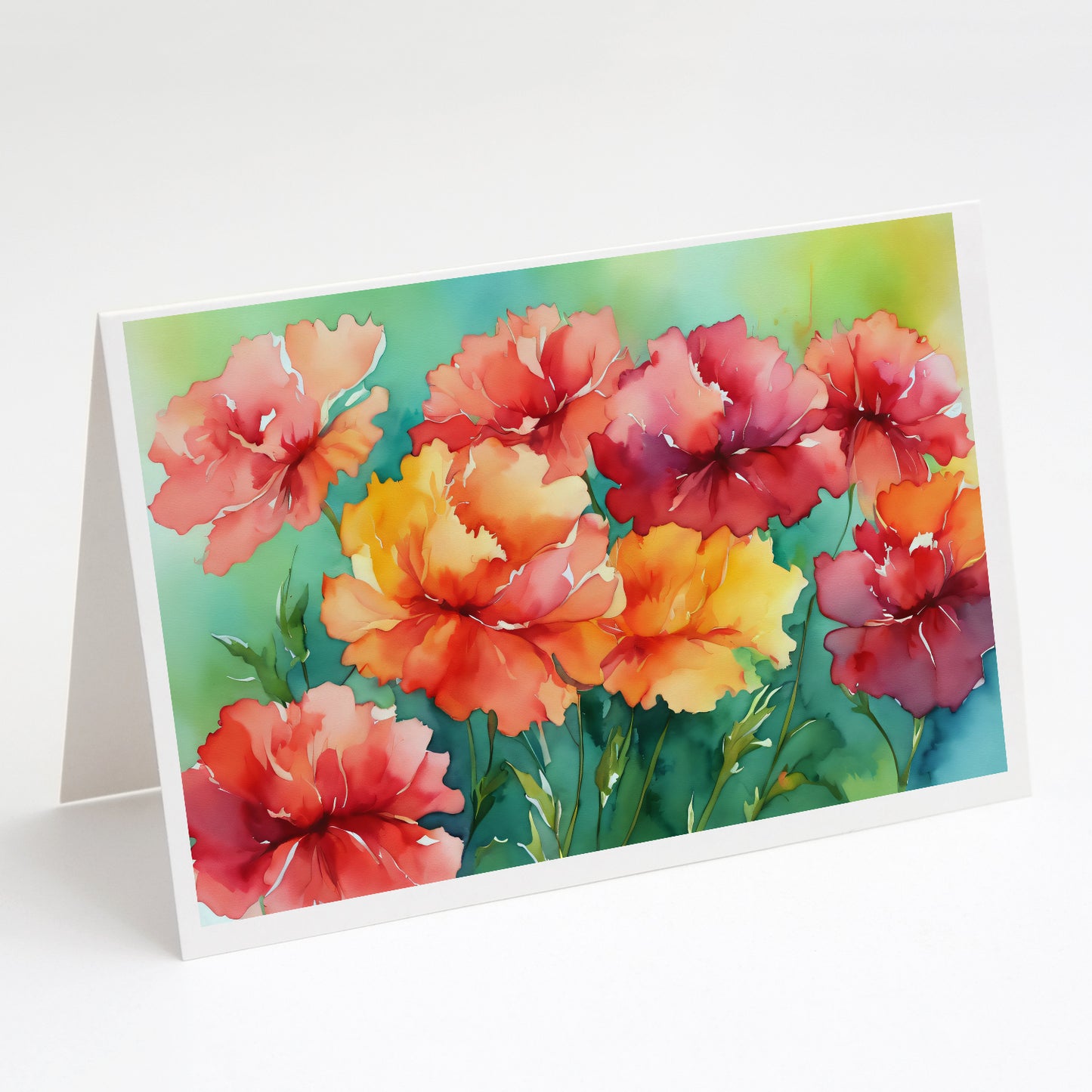 Buy this Ohio Scarlet Carnations in Watercolor Greeting Cards Pack of 8