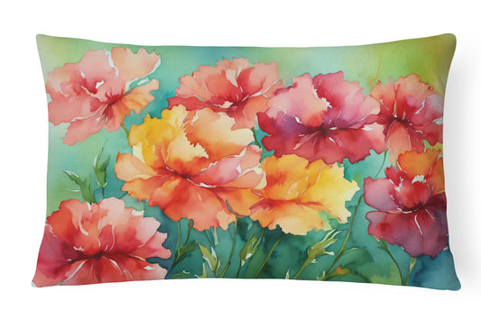 Buy this Ohio Scarlet Carnations in Watercolor Throw Pillow