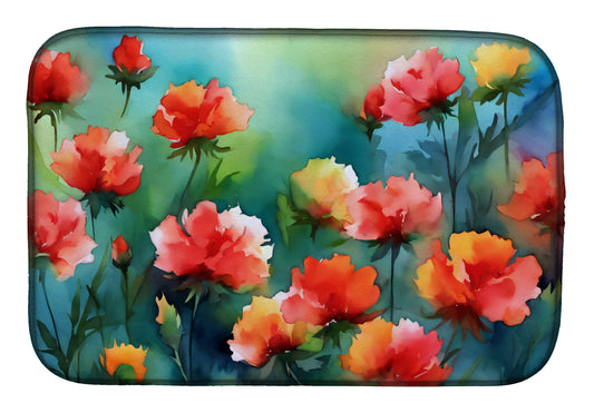 Buy this Ohio Scarlet Carnations in Watercolor Dish Drying Mat