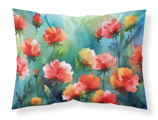 Buy this Ohio Scarlet Carnations in Watercolor Standard Pillowcase