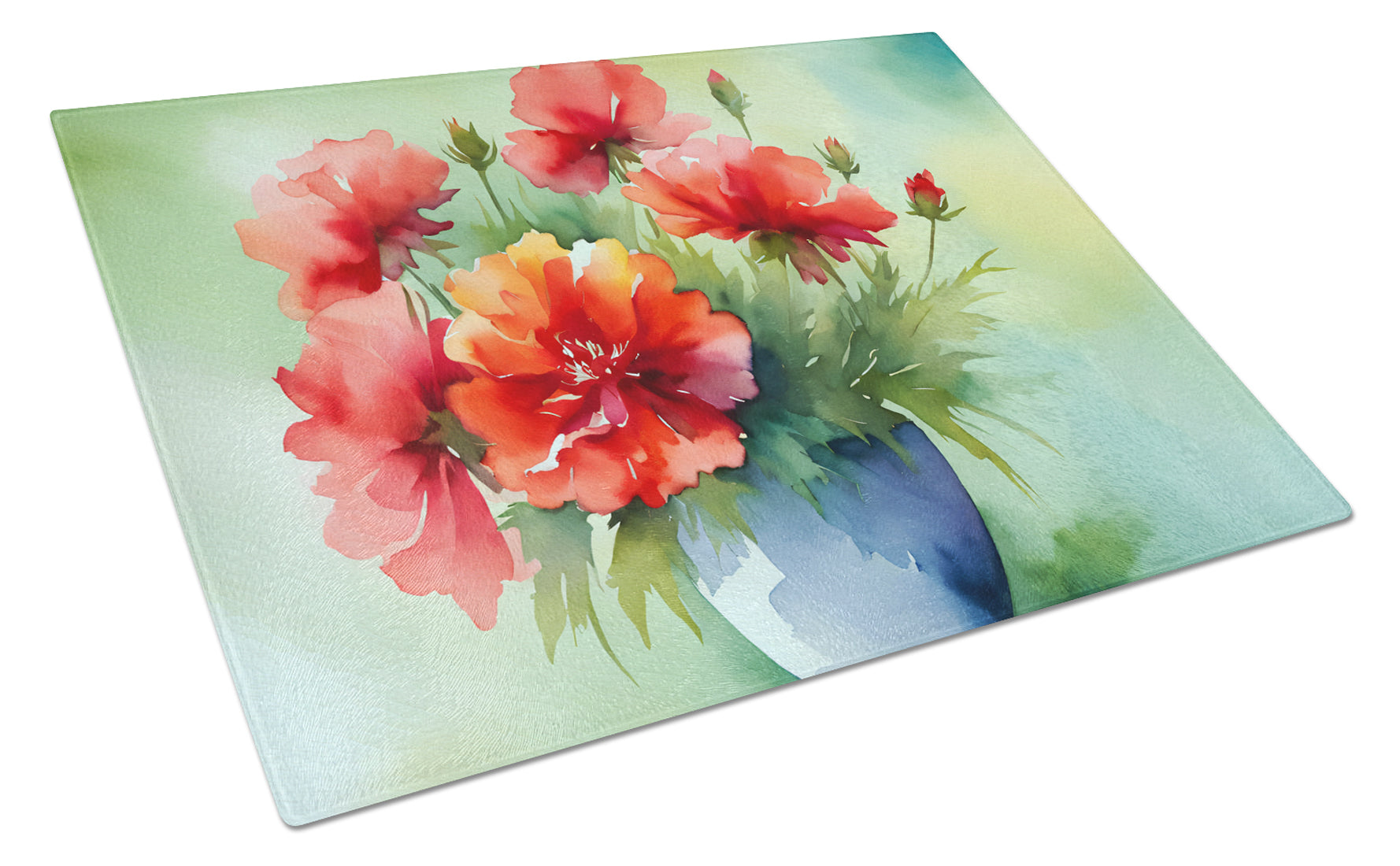 Buy this Ohio Scarlet Carnations in Watercolor Glass Cutting Board