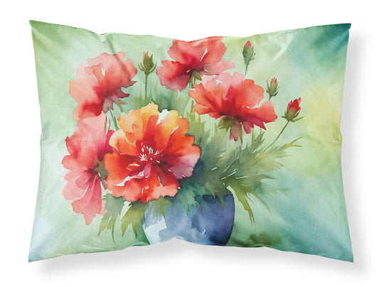 Buy this Ohio Scarlet Carnations in Watercolor Standard Pillowcase