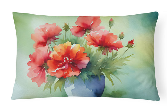 Buy this Ohio Scarlet Carnations in Watercolor Throw Pillow