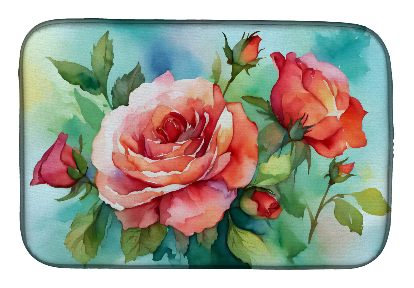 Buy this Oklahoma Roses in Watercolor Dish Drying Mat