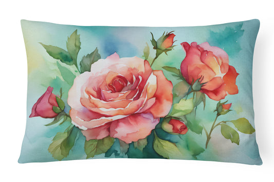 Buy this Oklahoma Roses in Watercolor Throw Pillow