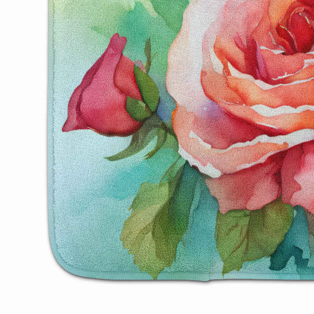 Oklahoma Roses in Watercolor Memory Foam Kitchen Mat