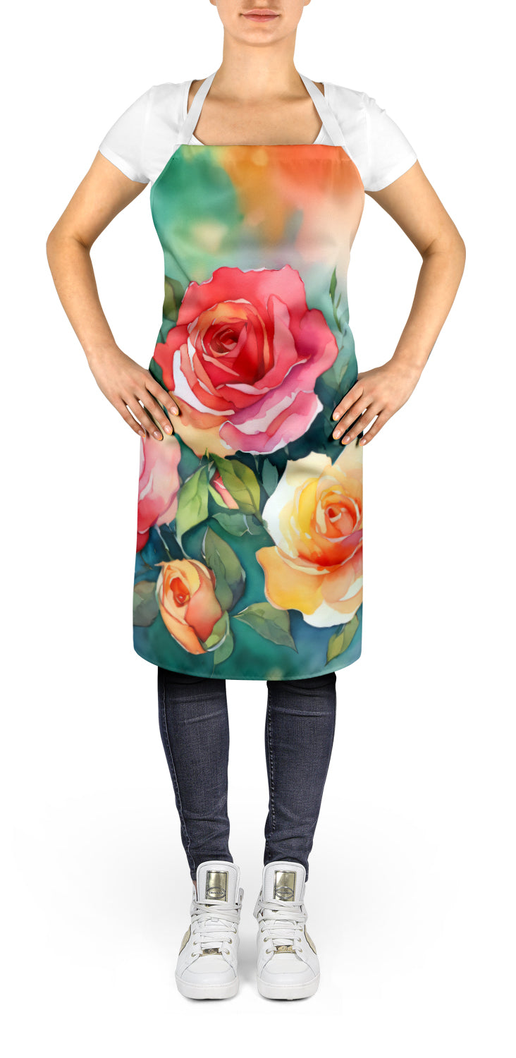 Oklahoma Roses in Watercolor Apron