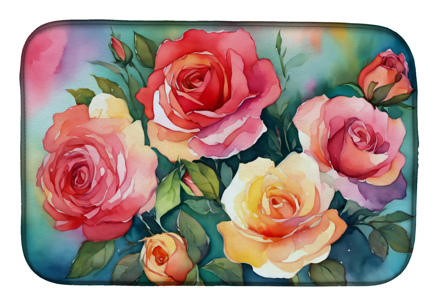 Buy this Oklahoma Roses in Watercolor Dish Drying Mat