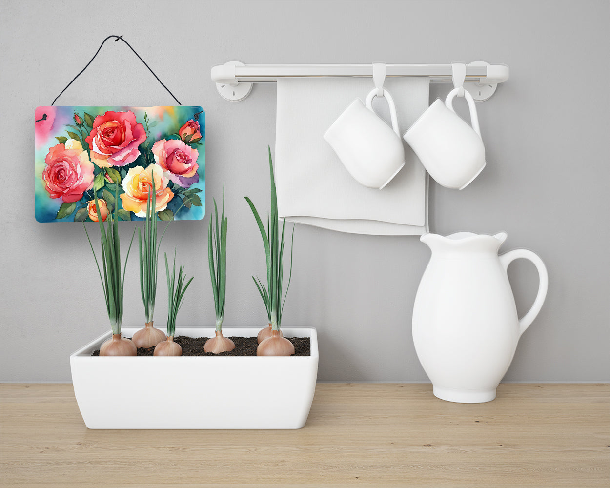 Oklahoma Roses in Watercolor Wall or Door Hanging Prints