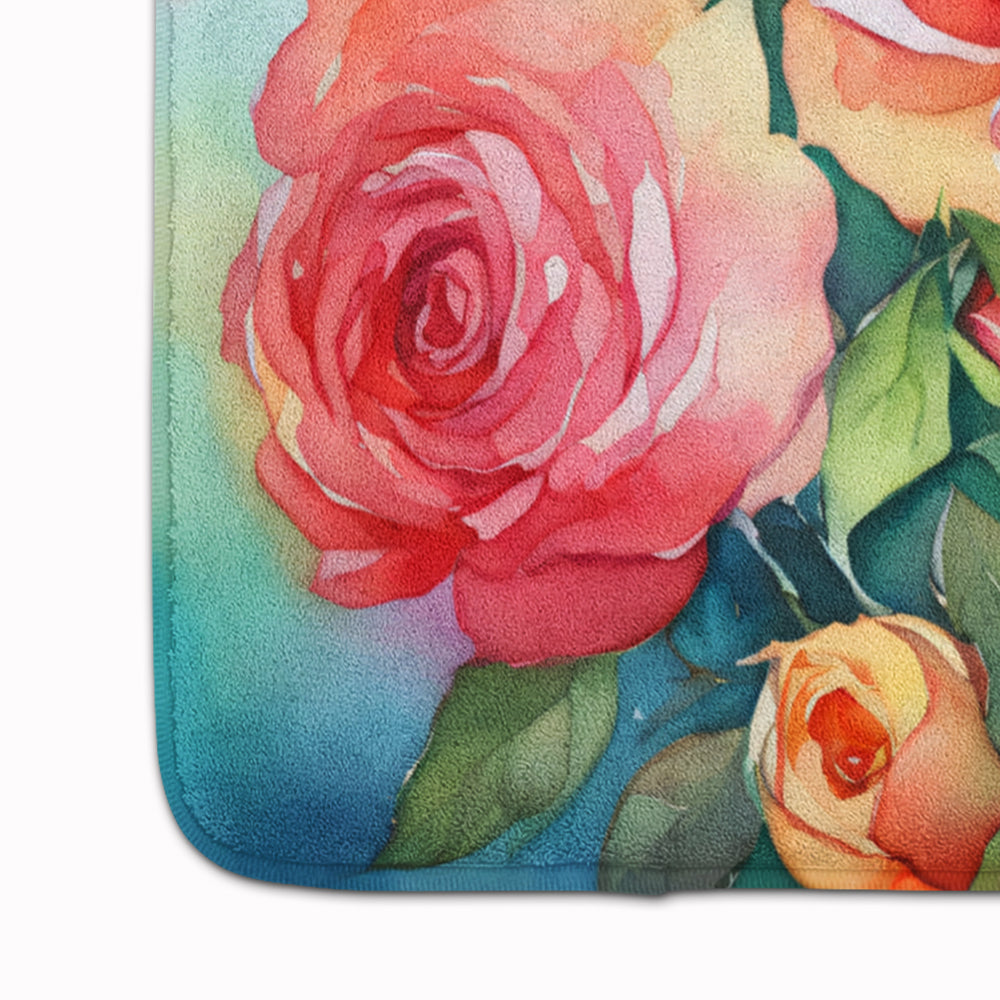 Oklahoma Roses in Watercolor Memory Foam Kitchen Mat