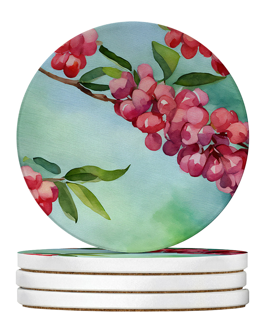 Buy this Pennsylvania Mountain Laurels in Watercolor Large Sandstone Coasters Pack of 4