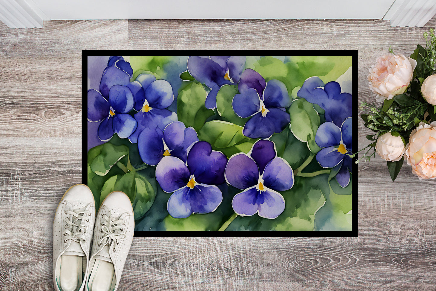 Rhode Island Violets in Watercolor Doormat