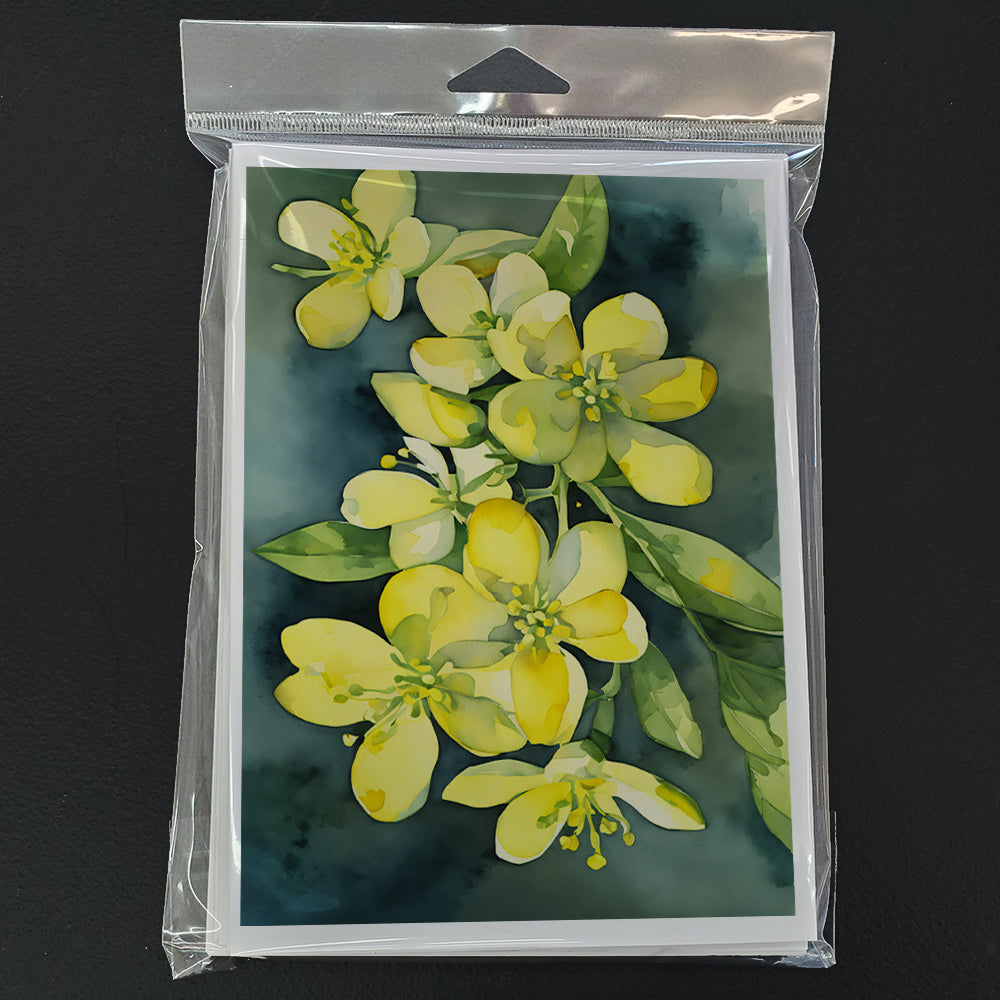 South Carolina Yellow Jessamine in Watercolor Greeting Cards Pack of 8