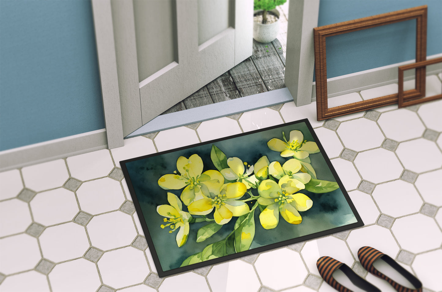 South Carolina Yellow Jessamine in Watercolor Doormat