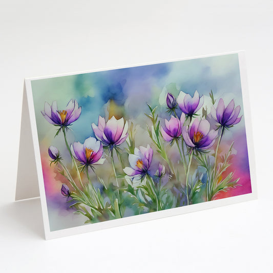 Buy this South Dakota Pasque Flowers in Watercolor Greeting Cards Pack of 8