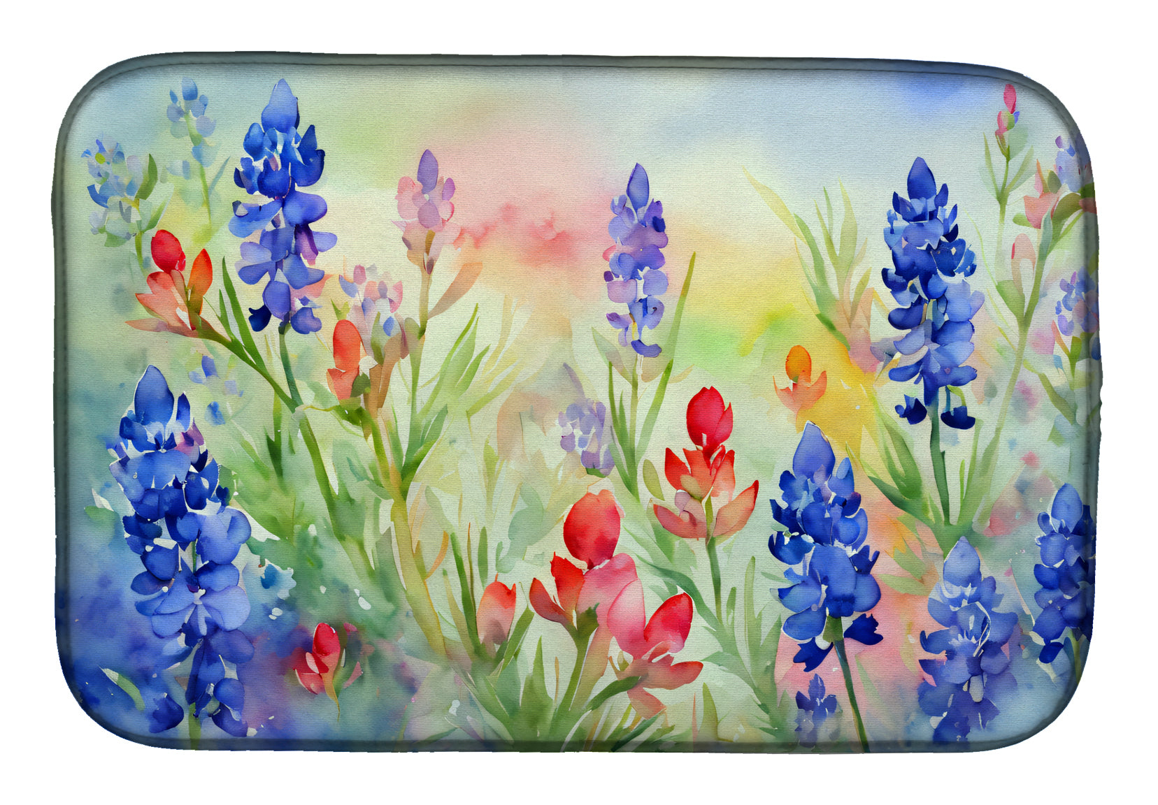 Buy this Texas Bluebonnets in Watercolor Dish Drying Mat