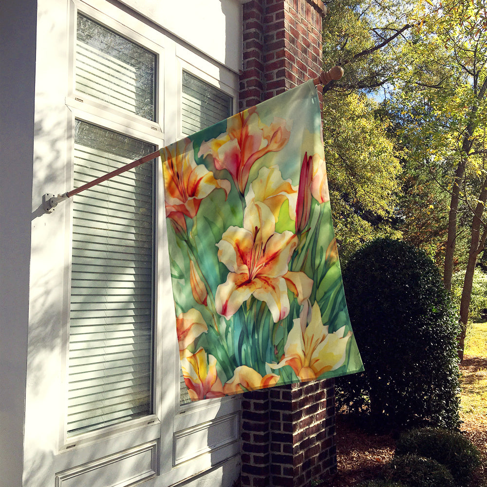 Utah Sego Lilies in Watercolor House Flag
