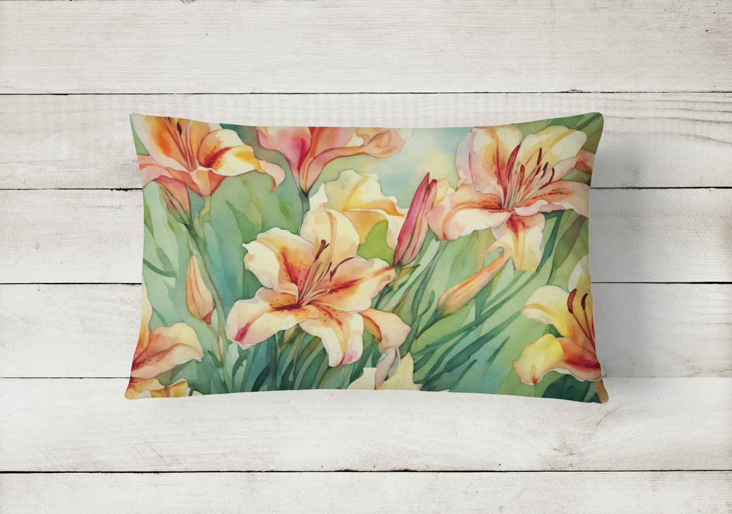 Utah Sego Lilies in Watercolor Throw Pillow