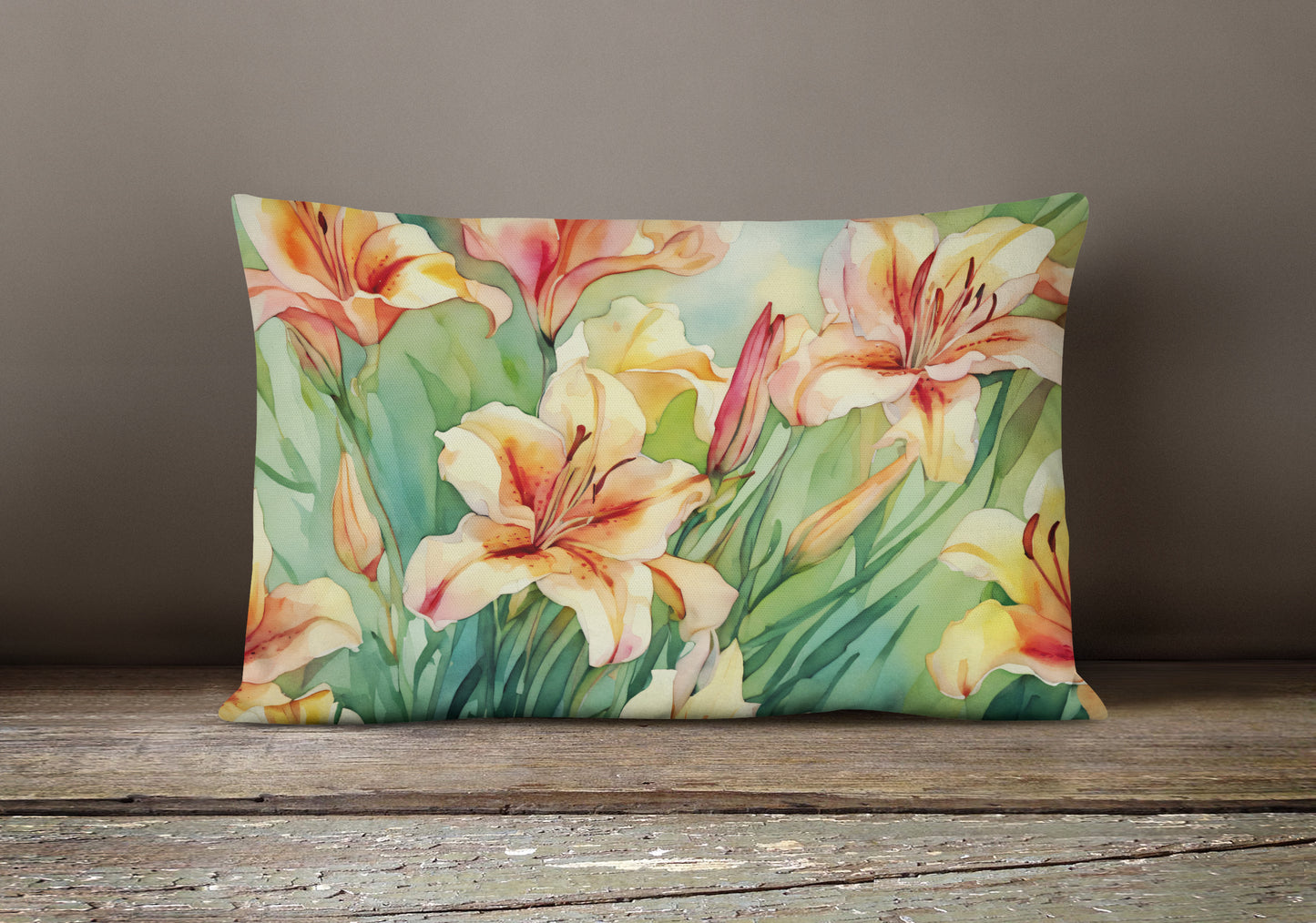 Utah Sego Lilies in Watercolor Throw Pillow