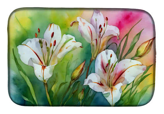 Buy this Utah Sego Lilies in Watercolor Dish Drying Mat