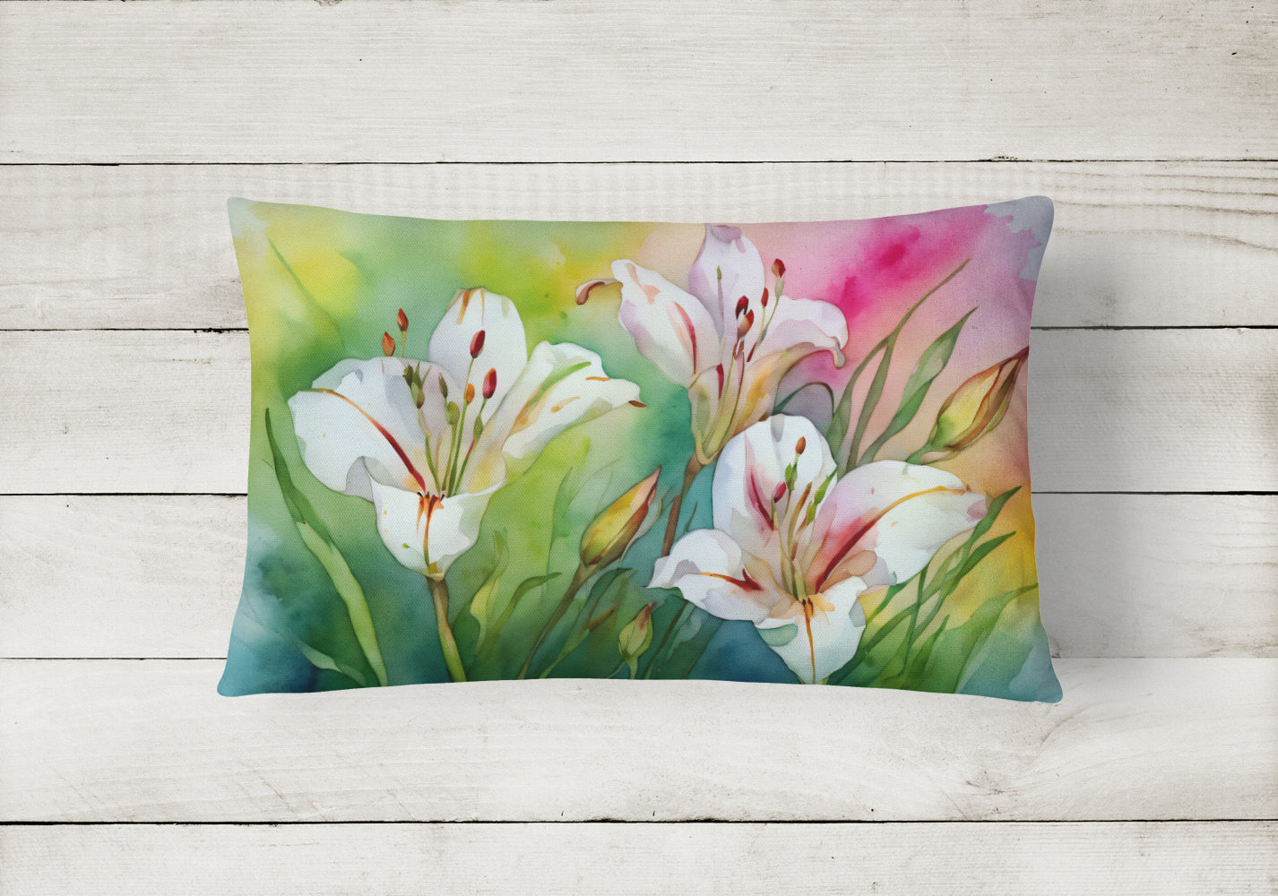 Utah Sego Lilies in Watercolor Throw Pillow