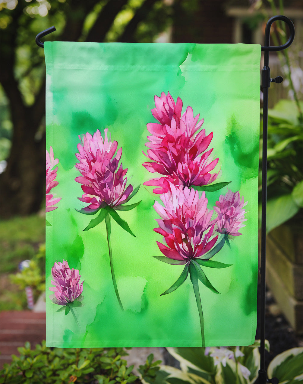 Vermont Red Clover in Watercolor Garden Flag