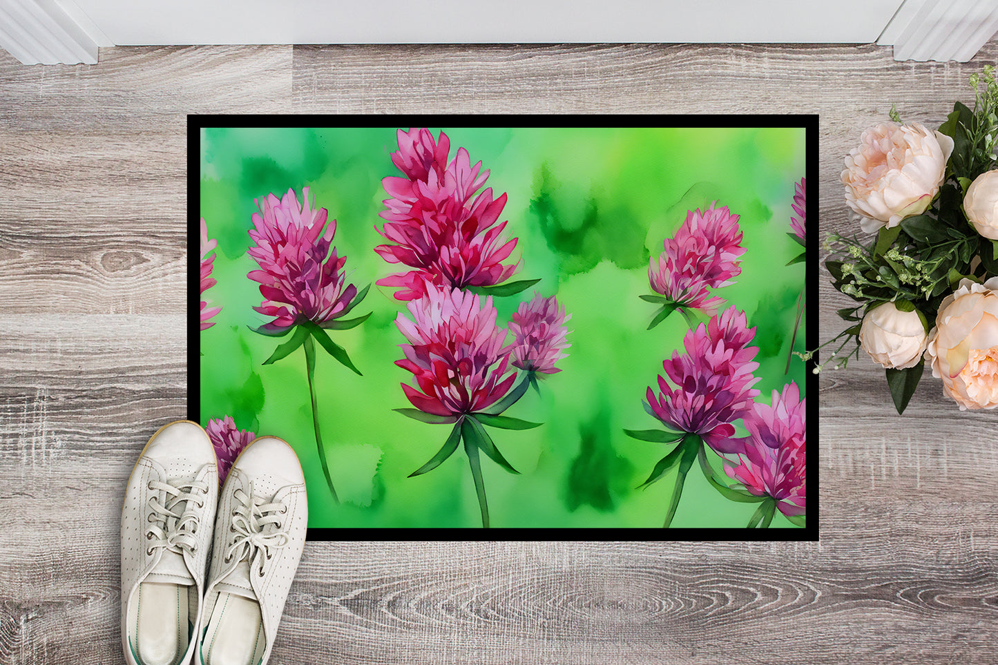 Vermont Red Clover in Watercolor Doormat