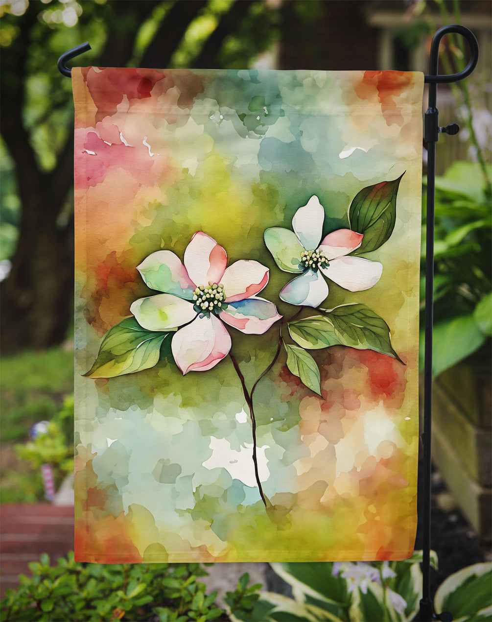 Virginia American Dogwood in Watercolor Garden Flag