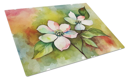 Buy this Virginia American Dogwood in Watercolor Glass Cutting Board