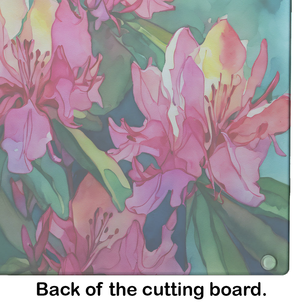 West Virginia Rhododendrons in Watercolor Glass Cutting Board