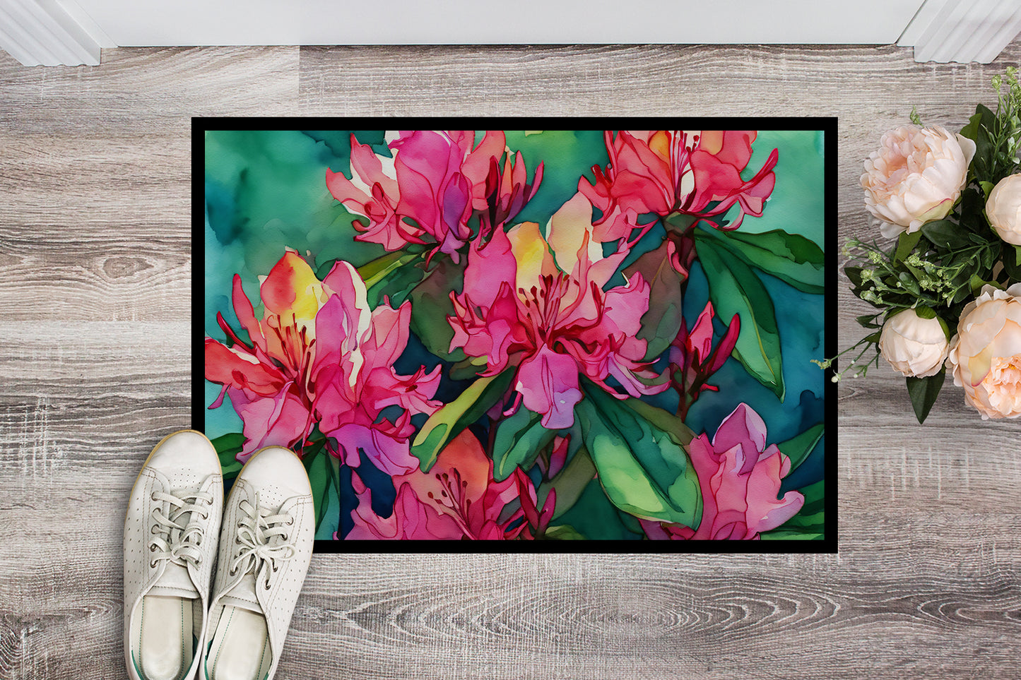 West Virginia Rhododendrons in Watercolor Doormat